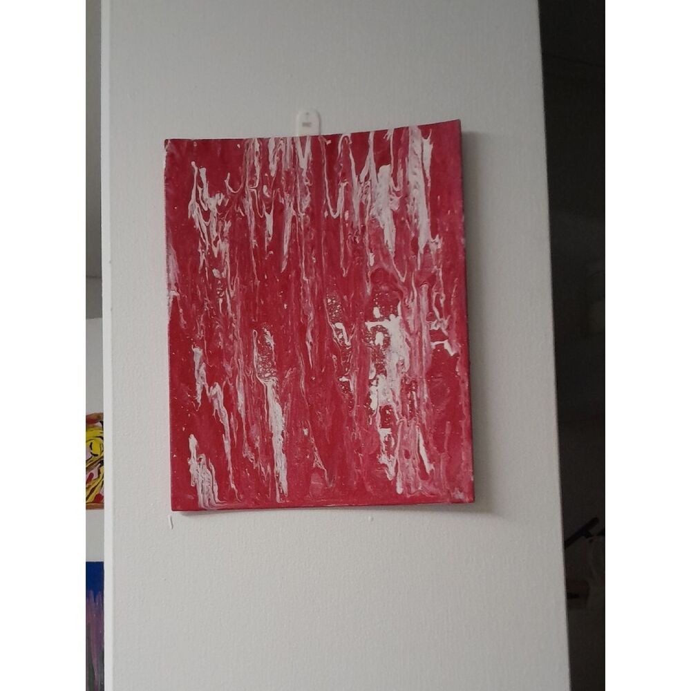Vibrant Red and White Abstract Canvas Painting - Home Art